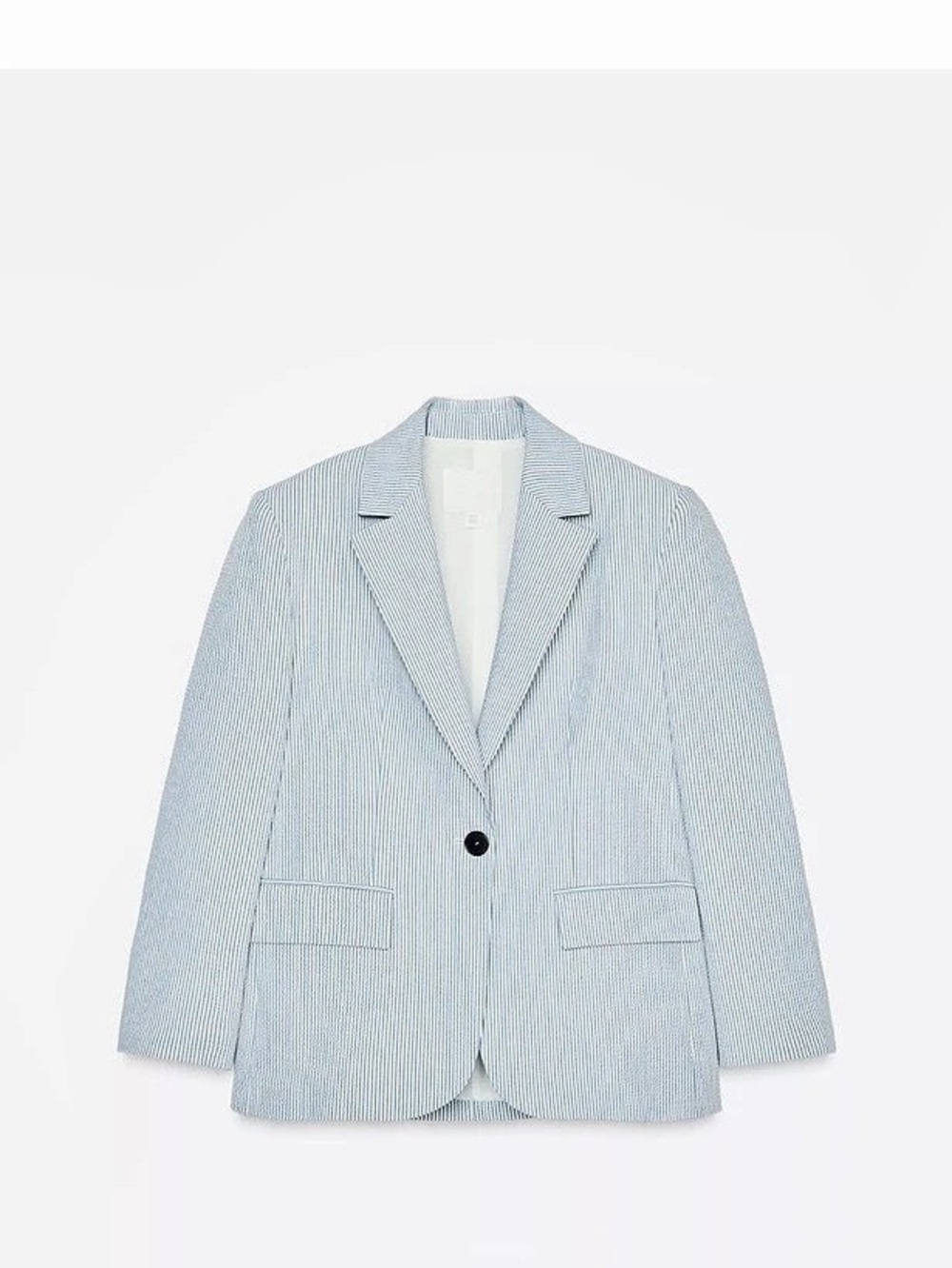 Zara Striped Blazer with Shoulder Pads Blue & White